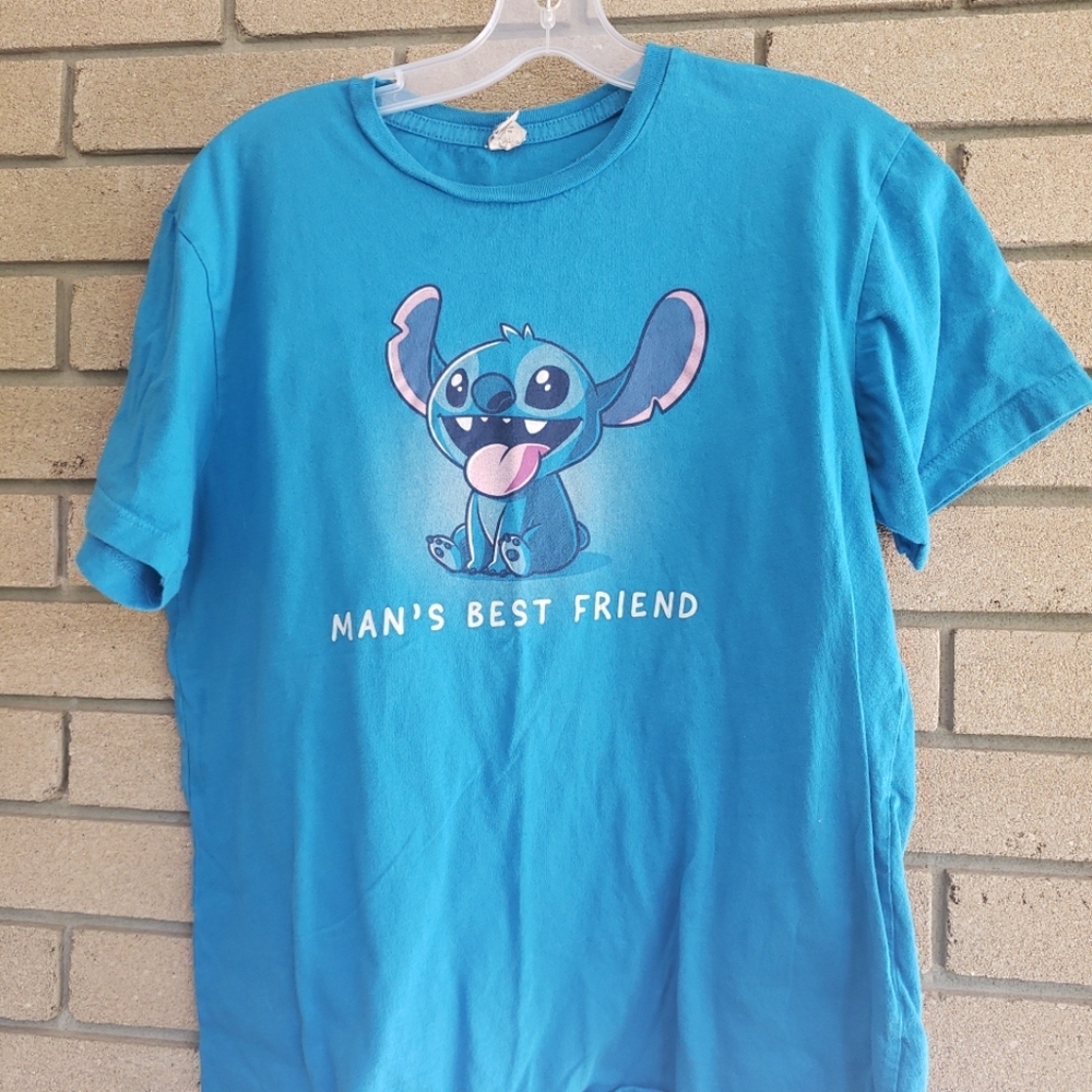 Blue Disney Stitch "Mans Best Friend" T-Shirt Size: Large